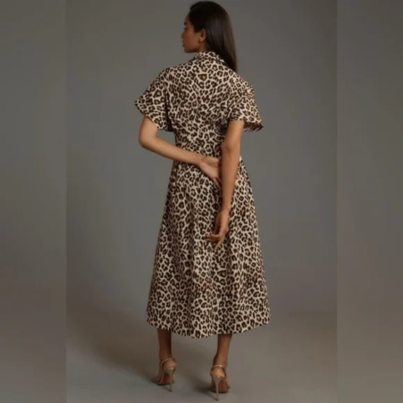 Anthropologie Exquise Tobie Animal Print Maxi Dress Pockets - Picture 2 of 15
